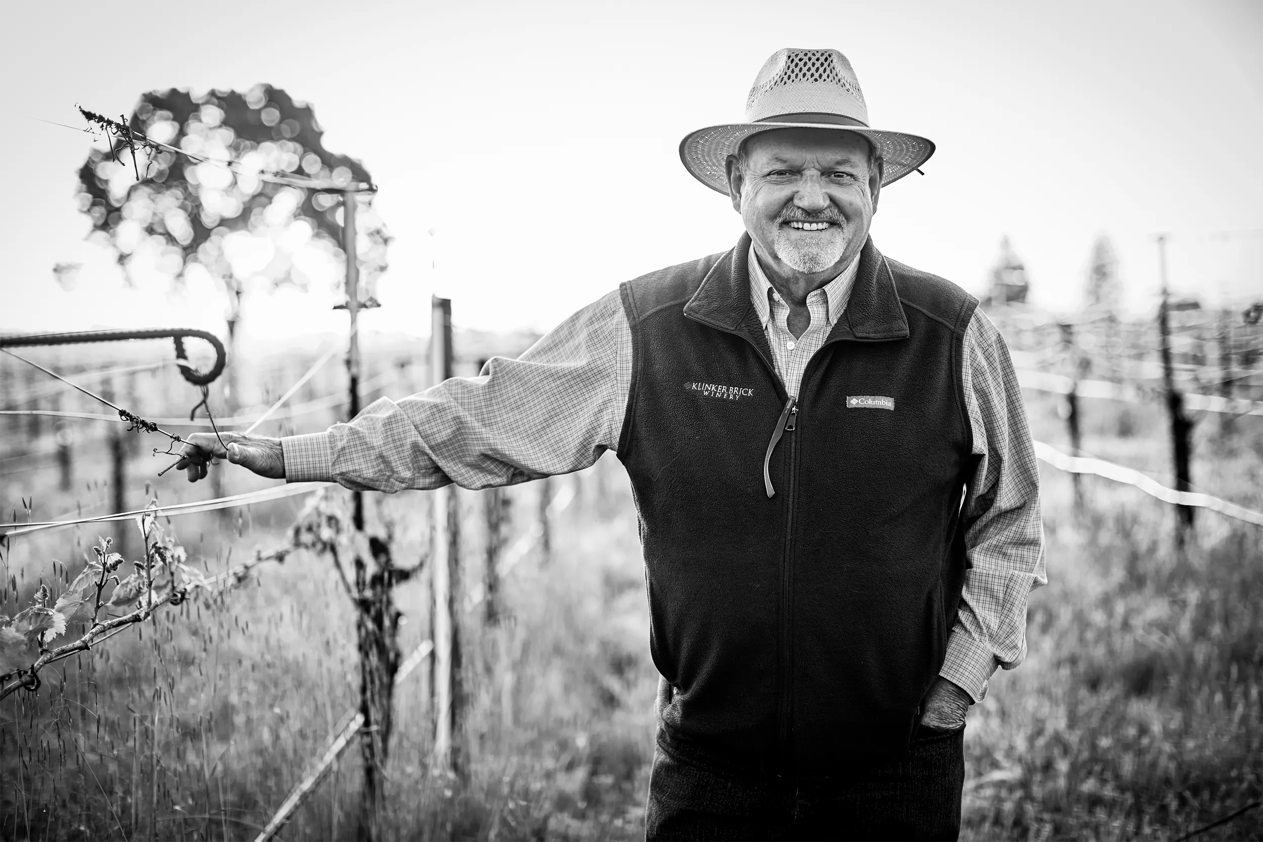 Steve Felton in the vineyard at Klinker Brick Winery